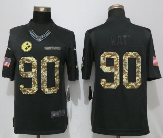 2017 NFL NEW Nike Pittsburgh Steelers #90 Watt Anthracite Salute To Service Limited Jersey->->NFL Jersey